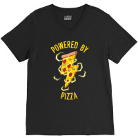 Powered By Pizza Kids Men Women Cool Pizza Lover V-neck Tee | Artistshot