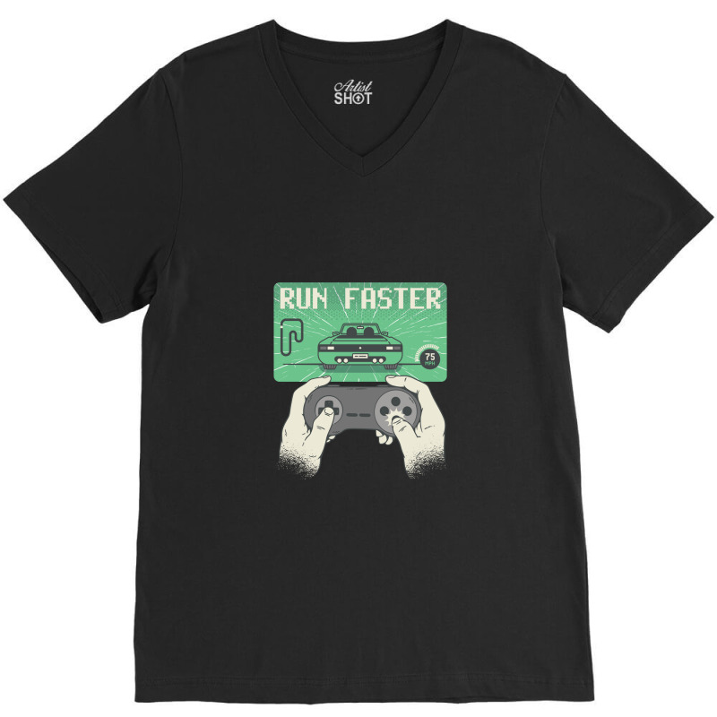 Run Faster Joystick Gaming V-Neck Tee by IrvetteDove | Artistshot