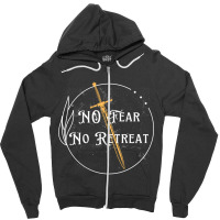 No Fear No Retreat, Sword Of The Spirit   Medieval Design Long Sleeve Zipper Hoodie | Artistshot