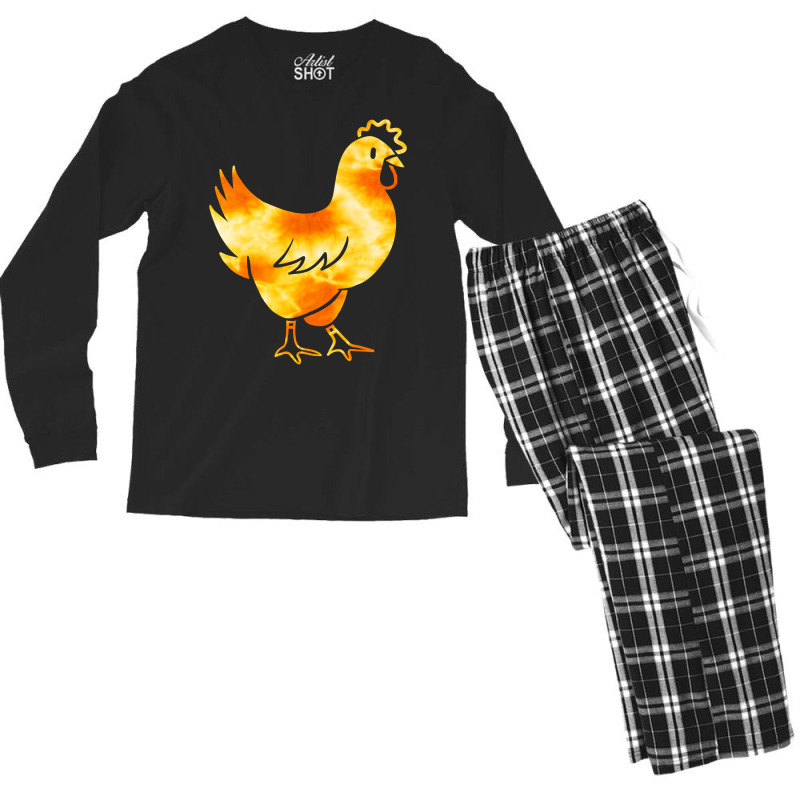 Chicken Cock Orange Retro Vintage Cute Owner Design 94 Hen Chick Men's Long Sleeve Pajama Set by offensejuggler | Artistshot