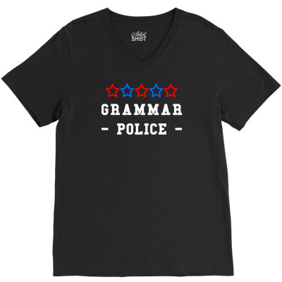 Grammar Police V-neck Tee Designed By Hondaribeca
