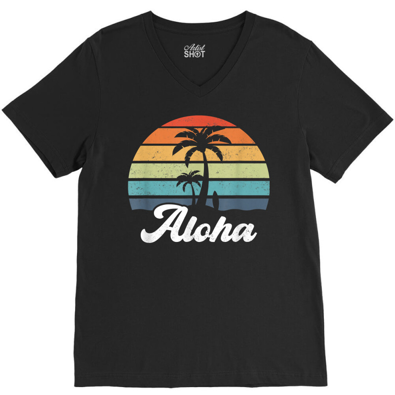 Aloha Hawaii Hawaiian Island Shirt Palm Beach Surfboard Surf T Shirt V-Neck Tee by cm-arts | Artistshot