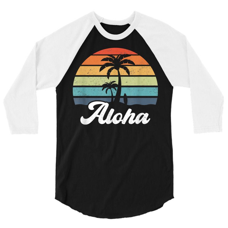 Aloha Hawaii Hawaiian Island Shirt Palm Beach Surfboard Surf T Shirt 3/4 Sleeve Shirt by cm-arts | Artistshot