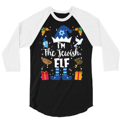 Jewish Elf Funny Hanukkah Gift Chanukah Cute Elf Sweatshirt 3/4 Sleeve Shirt Designed By Cornielindsey