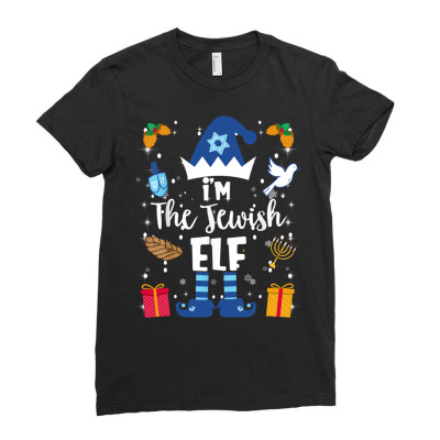 Jewish Elf Funny Hanukkah Gift Chanukah Cute Elf Sweatshirt Ladies Fitted T-shirt Designed By Cornielindsey