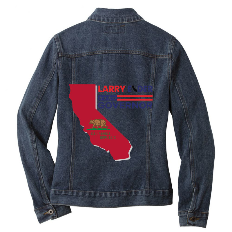 Larry Elder For California Governor Flag Newsom Funny Ladies Denim Jacket by OSWALDOLIMART | Artistshot