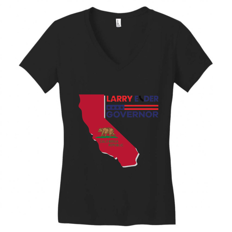 Larry Elder For California Governor Flag Newsom Funny Women's V-Neck T-Shirt by OSWALDOLIMART | Artistshot