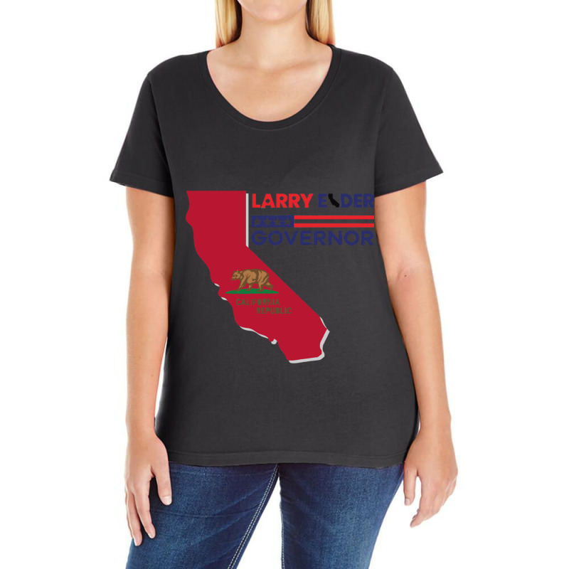 Larry Elder For California Governor Flag Newsom Funny Ladies Curvy T-Shirt by OSWALDOLIMART | Artistshot