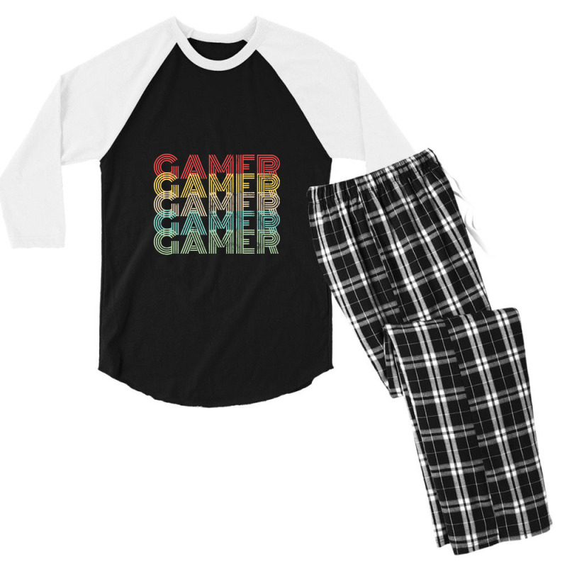 Gamer Retro Vintage 8bit Arcade Gaming Men's 3/4 Sleeve Pajama Set by ChandraGay | Artistshot