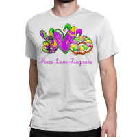 Peace Love King Cake Mardi Gras Carnival Costume Purple T Shirt Classic T-shirt | Artistshot