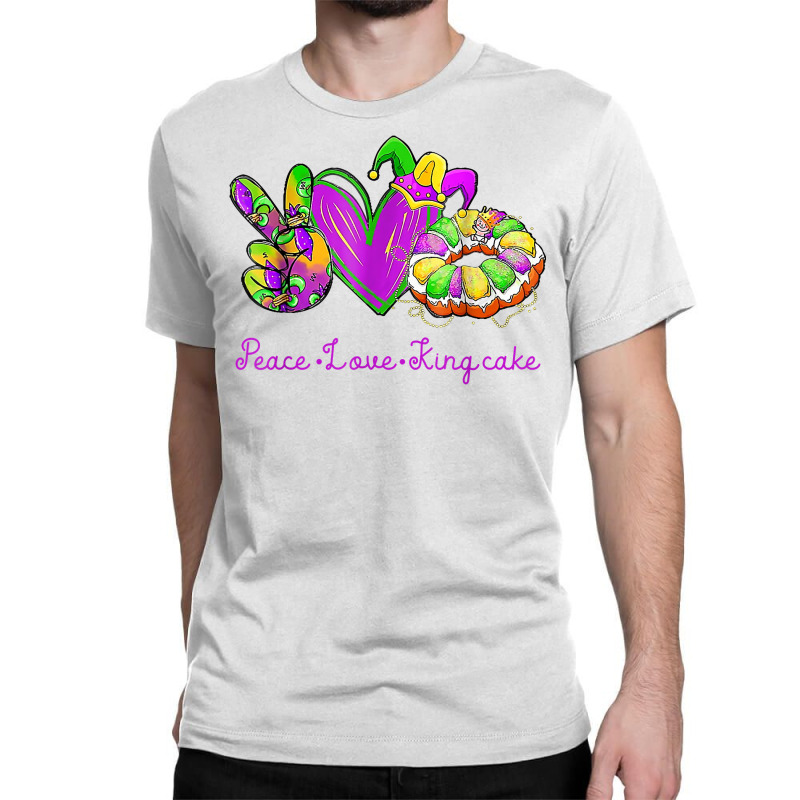 Peace Love King Cake Mardi Gras Carnival Costume Purple T Shirt Classic T-shirt | Artistshot