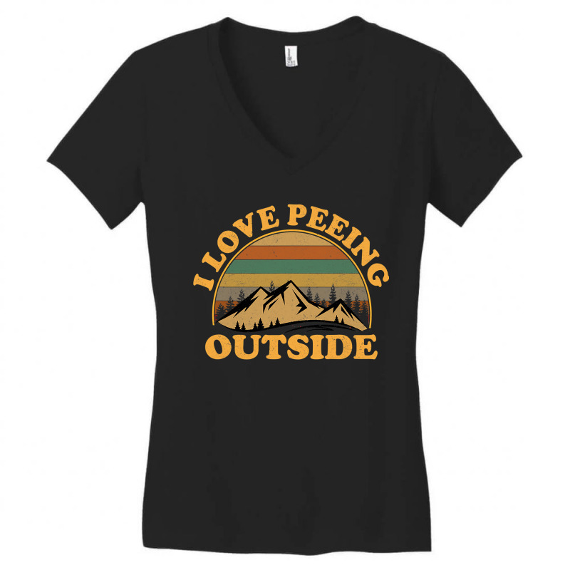 I Love Peeing Outside Funny Camping Hiking Women's V-Neck T-Shirt by cm-arts | Artistshot