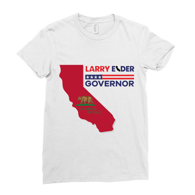 Larry Elder For California Governor Flag Newsom Funny Ladies Fitted T-Shirt by cm-arts | Artistshot