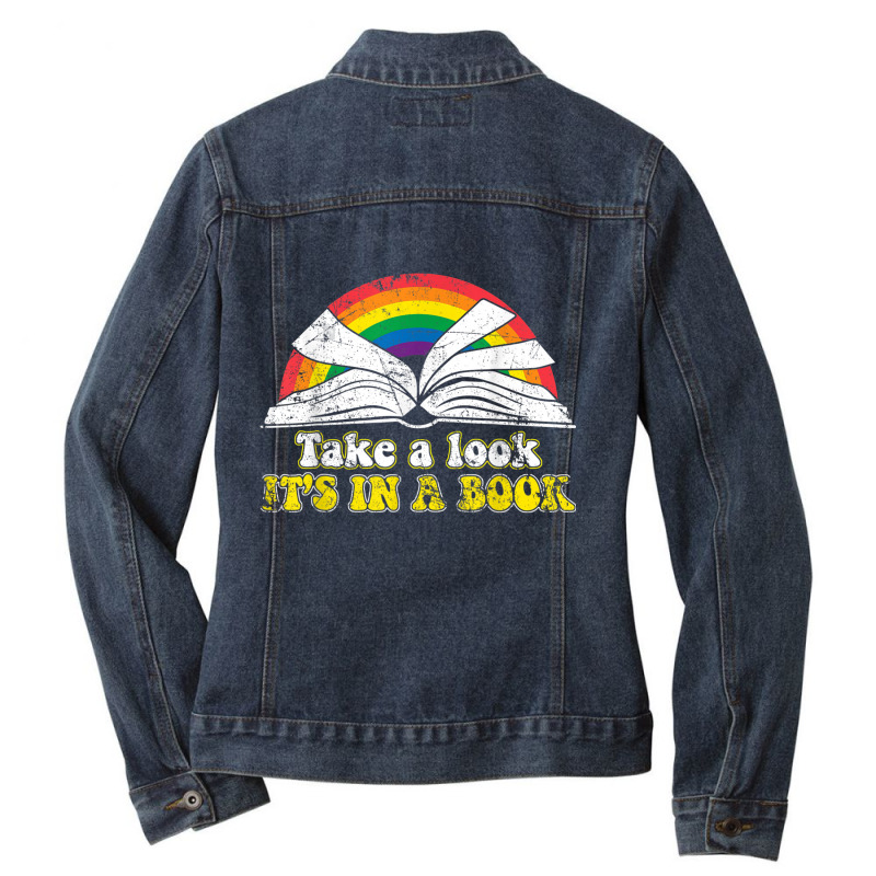 Love Reading Love Rainbows Gift Retro Rainbow Tshirt Ladies Denim Jacket by DevynGiorgio | Artistshot