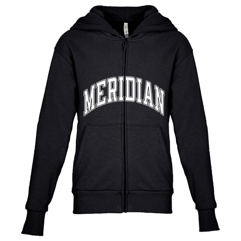 Meridian Idaho Id Varsity Style White Text T Shirt Youth Zipper Hoodie by cm-arts | Artistshot