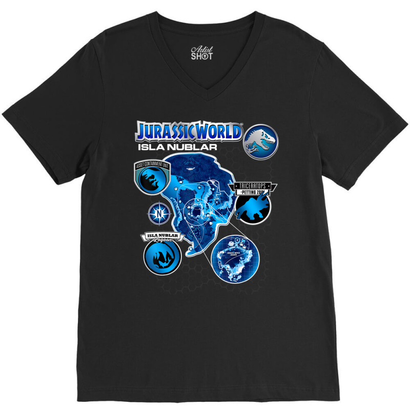 Isla Nublar Tech Map V-neck Tee | Artistshot