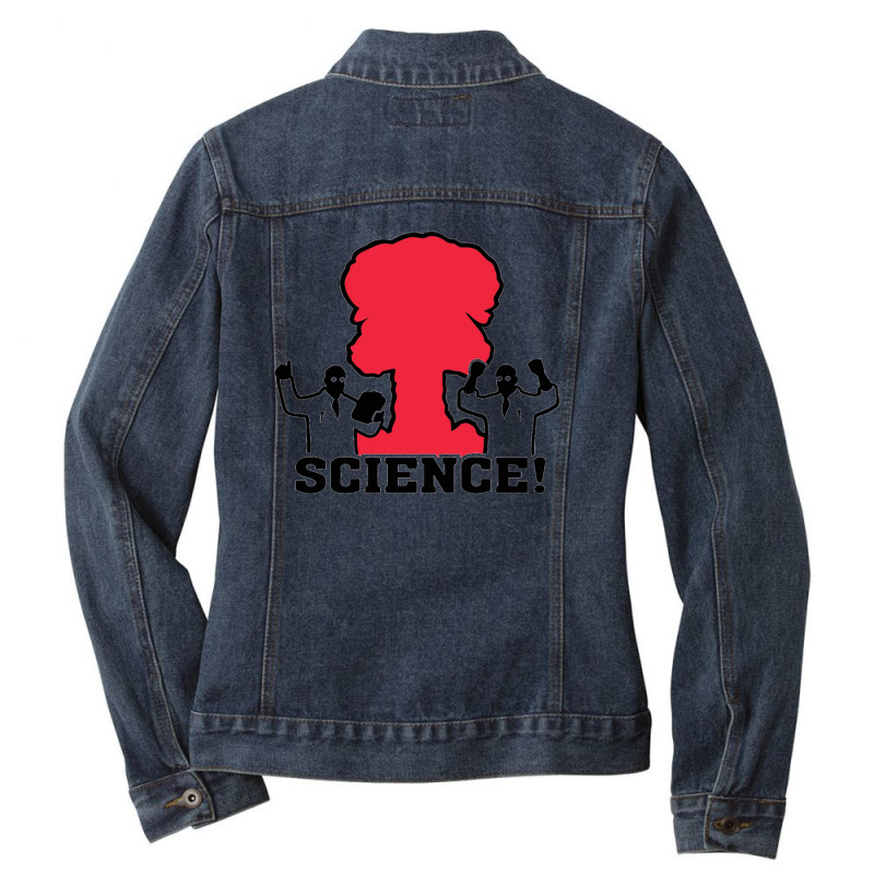 Blow Stuff Up Funny Science Ladies Denim Jacket by cm-arts | Artistshot