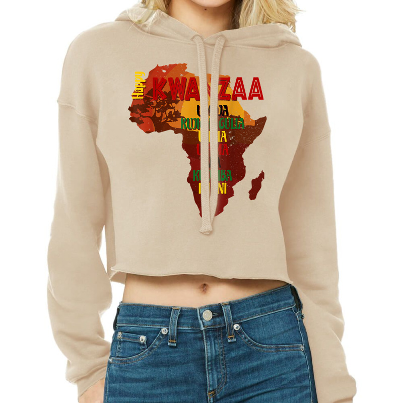 Happy Kwanzaa Shirt Africa Map 7 Principles Celebration T Shirt Cropped Hoodie by cm-arts | Artistshot