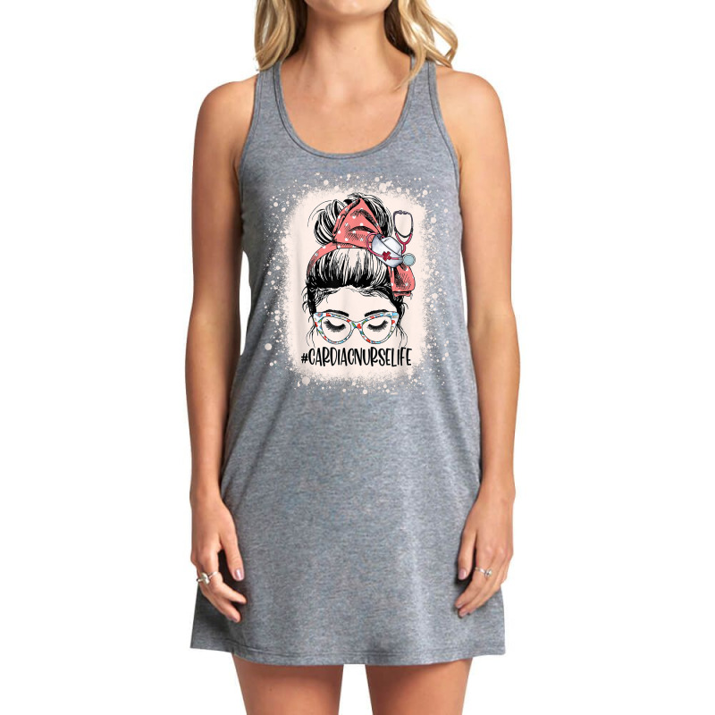 Messy Bun Cardiac Nurse Life Women Cardiac Doctor Cardiology T Shirt Tank Dress by cm-arts | Artistshot