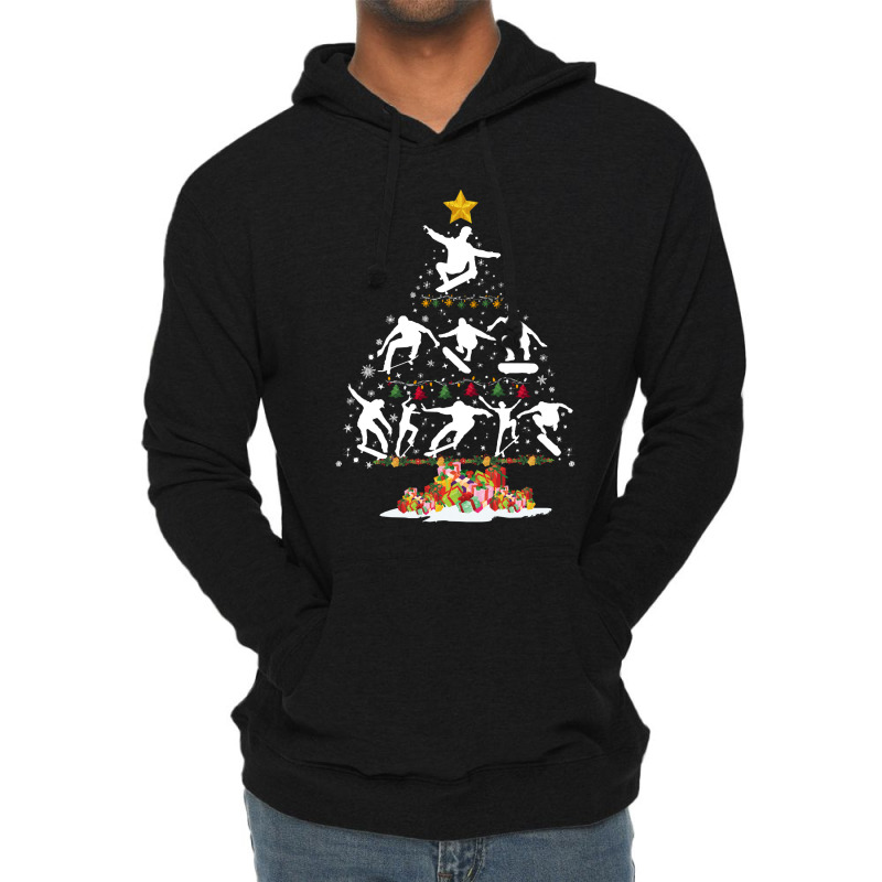 Skating Christmas Cool Skateing Christmas Tree Skater Lover Xmas Costu Lightweight Hoodie | Artistshot