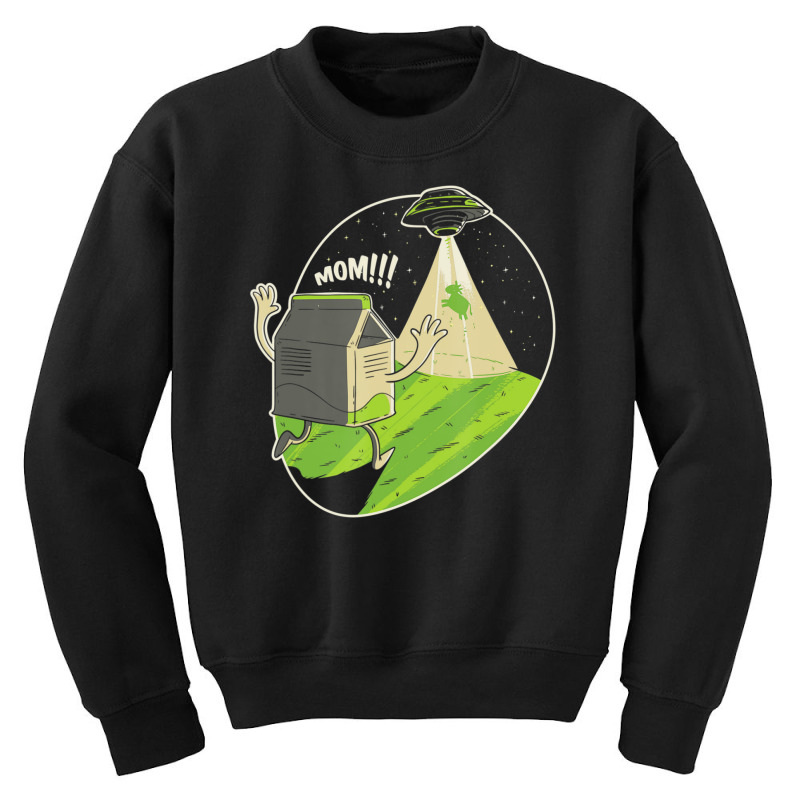 Satire Humor Milk Cow Alien Abduction Ufo Fan Space Youth Sweatshirt by phamkhao | Artistshot