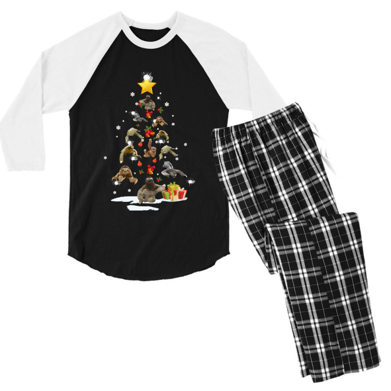 Sloth Christmas Tree Cute Sloth Christmas Tree Sloth Lovers Xmas Costu Men's 3/4 Sleeve Pajama Set | Artistshot