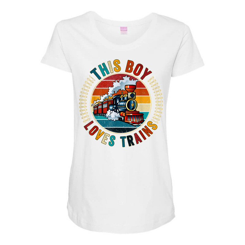 This Boy Loves Trains Gift Train Wagon Lover Gifts T Shirt Maternity Scoop Neck T-shirt by cm-arts | Artistshot