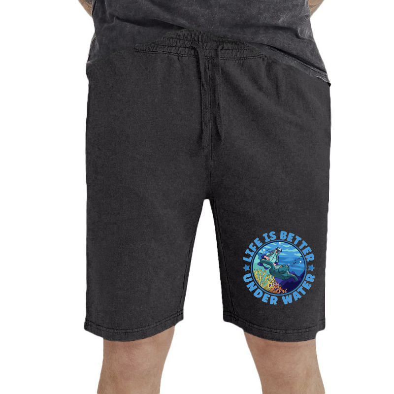 Life Is Better Under Water Marine Biology Scuba Diver Premium Vintage Short | Artistshot