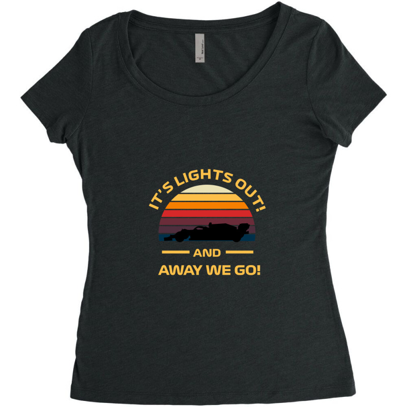 Formula One Retro Sunset Design - It's Lights Out And Away We Go Women's Triblend Scoop T-shirt by LauraCraig | Artistshot