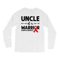 Mens Uncle Of A Warrior, Red Ribbon Hemophilia Awareness T Shirt Long Sleeve Shirts | Artistshot