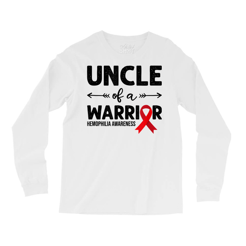 Mens Uncle Of A Warrior, Red Ribbon Hemophilia Awareness T Shirt Long Sleeve Shirts by cm-arts | Artistshot