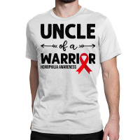 Mens Uncle Of A Warrior, Red Ribbon Hemophilia Awareness T Shirt Classic T-shirt | Artistshot