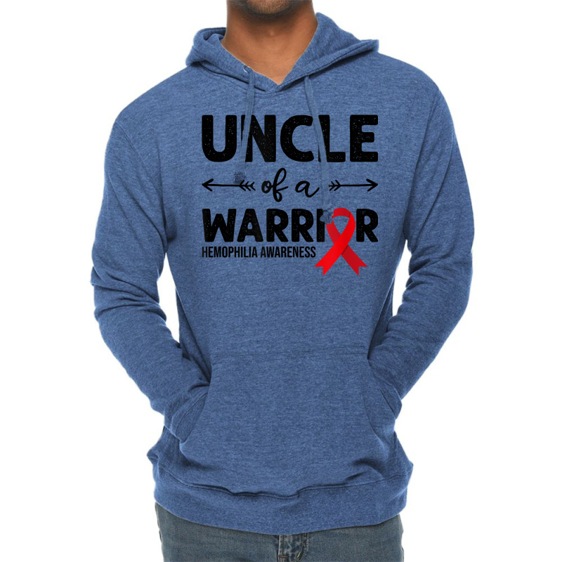 Mens Uncle Of A Warrior, Red Ribbon Hemophilia Awareness T Shirt Lightweight Hoodie by cm-arts | Artistshot