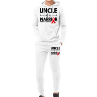 Mens Uncle Of A Warrior, Red Ribbon Hemophilia Awareness T Shirt Hoodie & Jogger Set | Artistshot