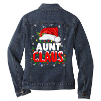 Aunt Claus Christmas 2022 Family Matching Pajama Xmas Light Tank Top Ladies Denim Jacket | Artistshot