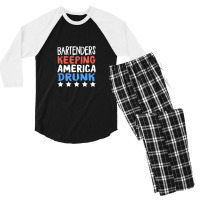 Bartenders Keeping America Drunk Star Work Wine Beer Bar Bartenders Am Men's 3/4 Sleeve Pajama Set | Artistshot