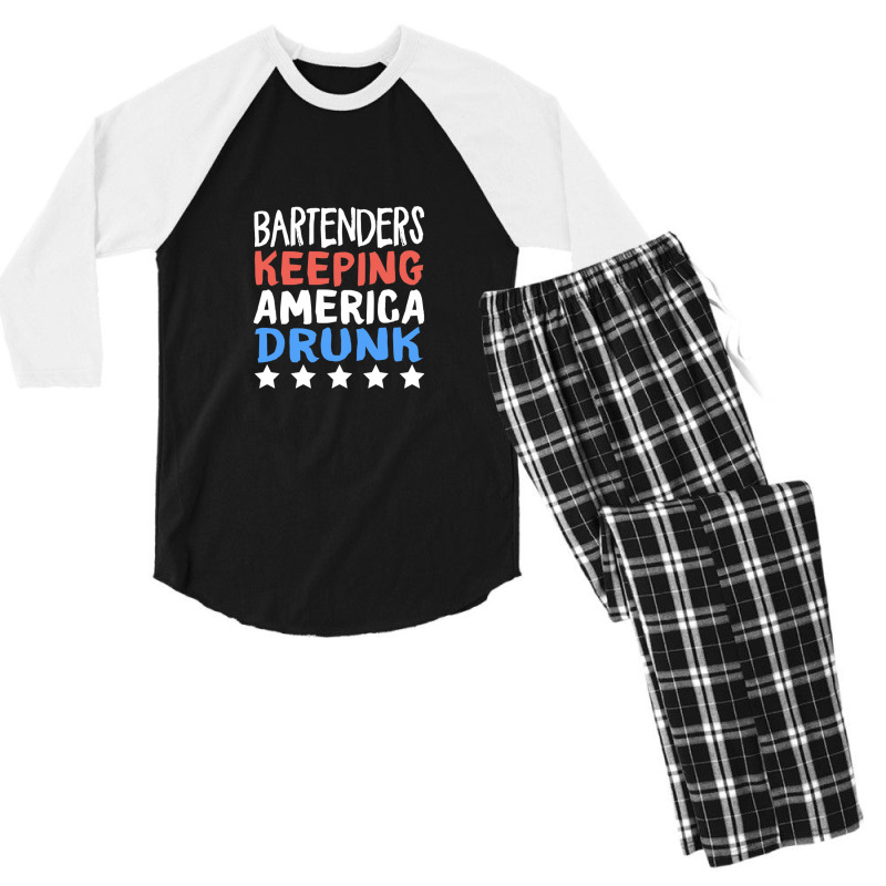 Bartenders Keeping America Drunk Star Work Wine Beer Bar Bartenders Am Men's 3/4 Sleeve Pajama Set by CathyCurry | Artistshot