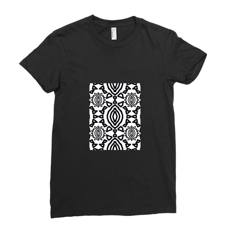 Black White Native Pattern Ladies Fitted T-Shirt by CharlieFairchild | Artistshot