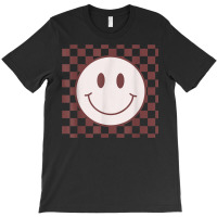 Retro Happy Face Checkered Pattern Smile Face Trendy T-shirt | Artistshot