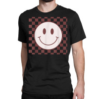 Retro Happy Face Checkered Pattern Smile Face Trendy Classic T-shirt | Artistshot