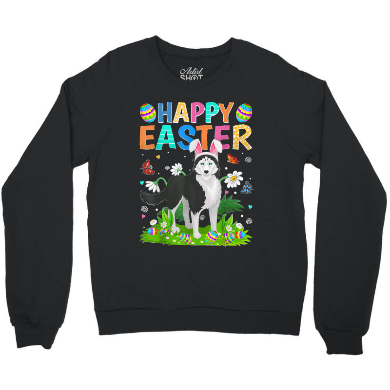 Happy Easter Funny Siberian Husky Dog Easter Sunday Crewneck Sweatshirt by kevinnichols | Artistshot