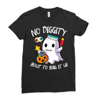 No Diggity Bout To Bag It Up Cute Ghost With Candy Pumpkin Ladies Fitted T-shirt | Artistshot