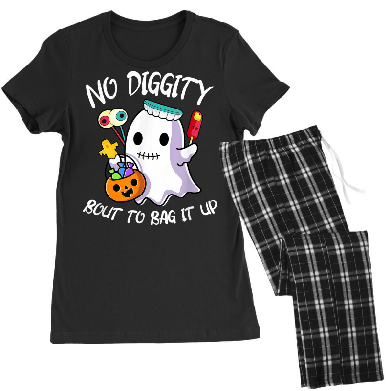 No Diggity Bout To Bag It Up Cute Ghost With Candy Pumpkin Women's Pajamas Set by Clinical | Artistshot