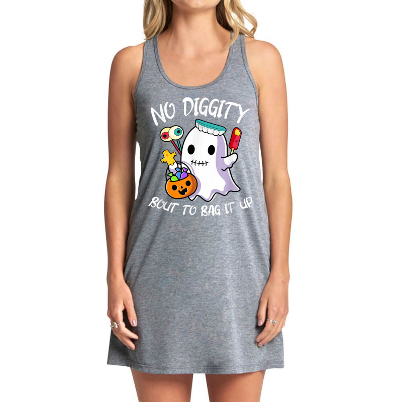 No Diggity Bout To Bag It Up Cute Ghost With Candy Pumpkin Tank Dress by Clinical | Artistshot