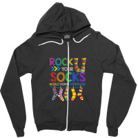 World Down Syndrome Day Rock Your Socks Awareness Zipper Hoodie | Artistshot