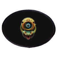 Serpentine Water A Monster Huge Eyes Halloween Mythical Oval Patch | Artistshot