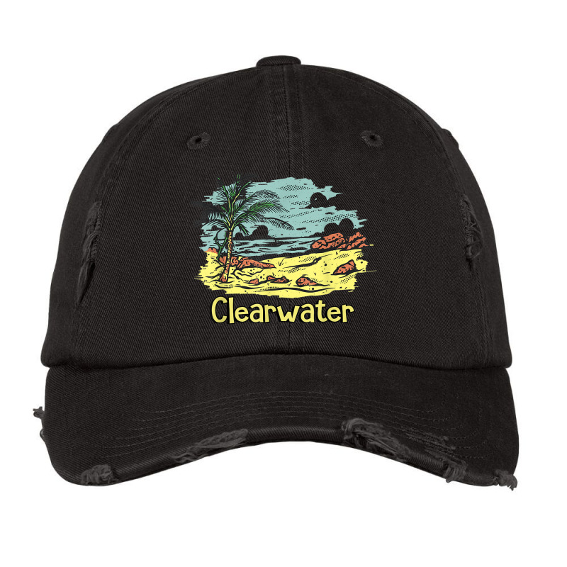 Clearwater Beach Sun Surf Sand Travel Vintage Cap by Queens | Artistshot