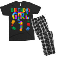 1st Birthday For Block Builder Girl 2021 Block Builder Girl Men's T-shirt Pajama Set | Artistshot