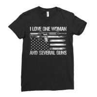 Dad Grandpa Veteran Us Flag I Love One Woman & Several Guns Ladies Fitted T-shirt | Artistshot