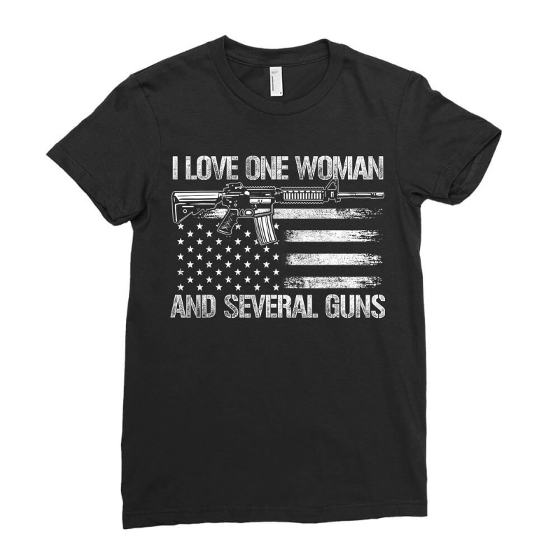 Dad Grandpa Veteran Us Flag I Love One Woman & Several Guns Ladies Fitted T-Shirt by cm-arts | Artistshot